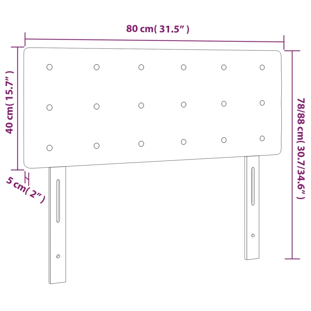 Testiera a LED Tortora 80x5x78/88 cm in Tessuto | homemem39