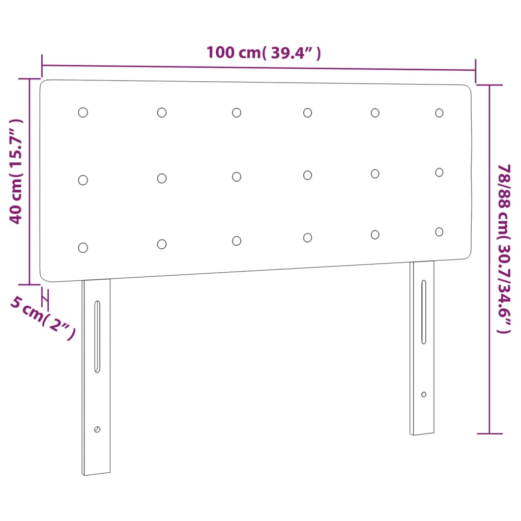 Testiera a LED Marrone Scuro 100x5x78/88 cm in Tessuto | homemem39