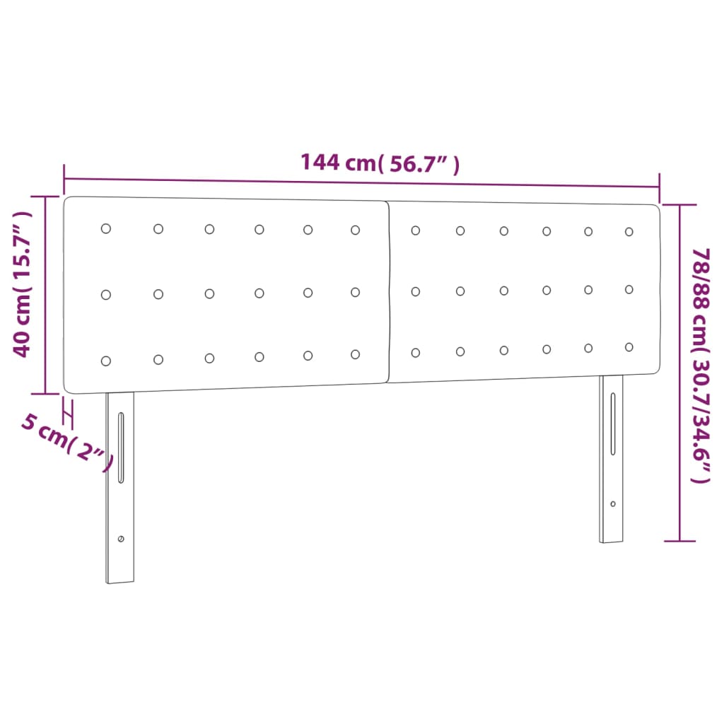 Testiera a LED Nera 144x5x78/88 cm in Tessuto | homemem39