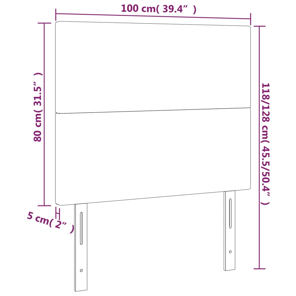 Testiera a LED Grigio 100x5x118/128cm in Similpelle | homemem39