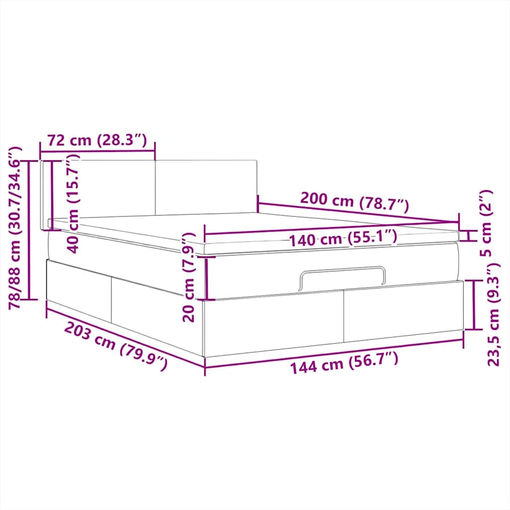 Testiera a LED Nera 144x5x118/128 cm in Velluto | homemem39