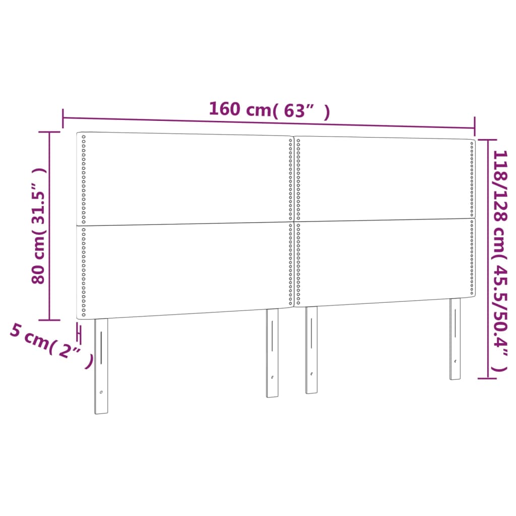 Testiera a LED Rosa 160x5x118/128 cm in Velluto | homemem39
