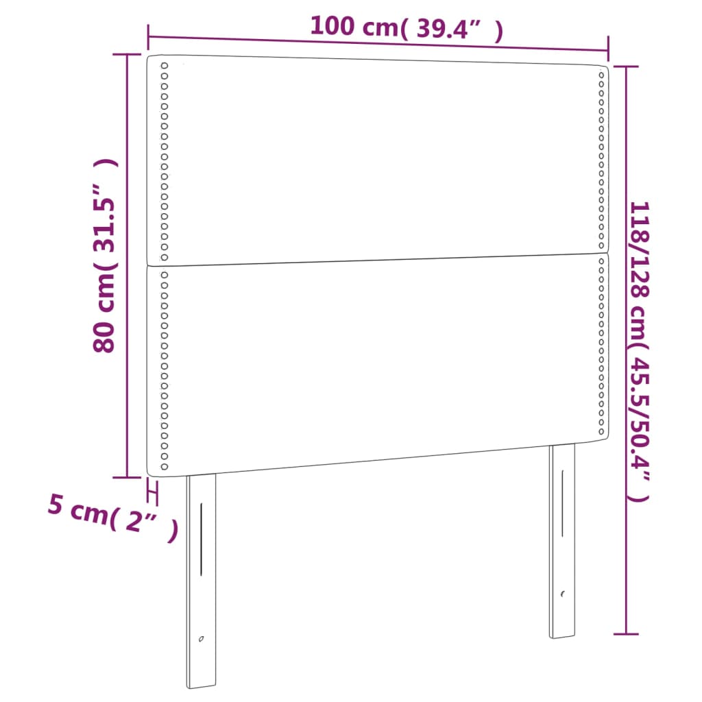 Testiera a LED Nera 100x5x118/128 cm in Similpelle | homemem39