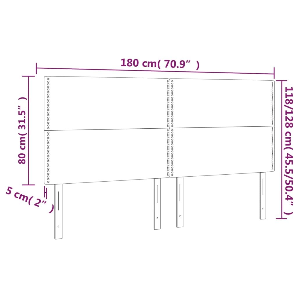 Testiera a LED Nera 180x5x118/128 cm in Similpelle | homemem39