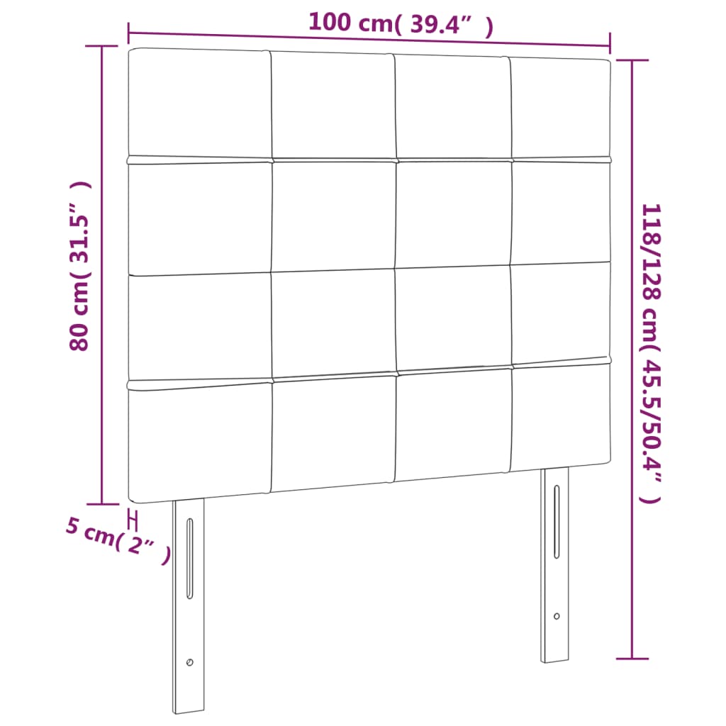 Testiera a LED Marrone Scuro 100x5x118/128 cm in Tessuto | homemem39