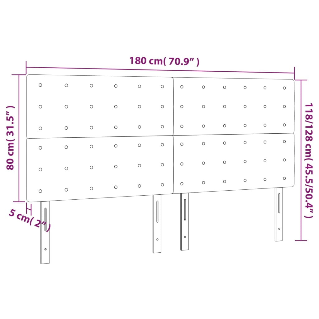 Testiera a LED GrigioScuro 180x5x118/128cm inTessuto | homemem39
