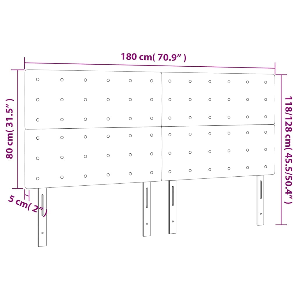 Testiera a LED Blu Scuro 180x5x118/128 cm in Velluto | homemem39