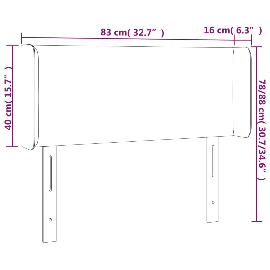 Testiera a LED Nera 83x16x78/88 cm in Tessuto | homemem39