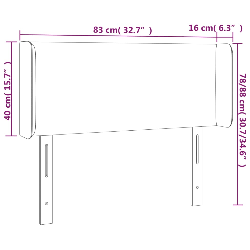 Testiera a LED Tortora 83x16x78/88 cm in Tessuto | homemem39