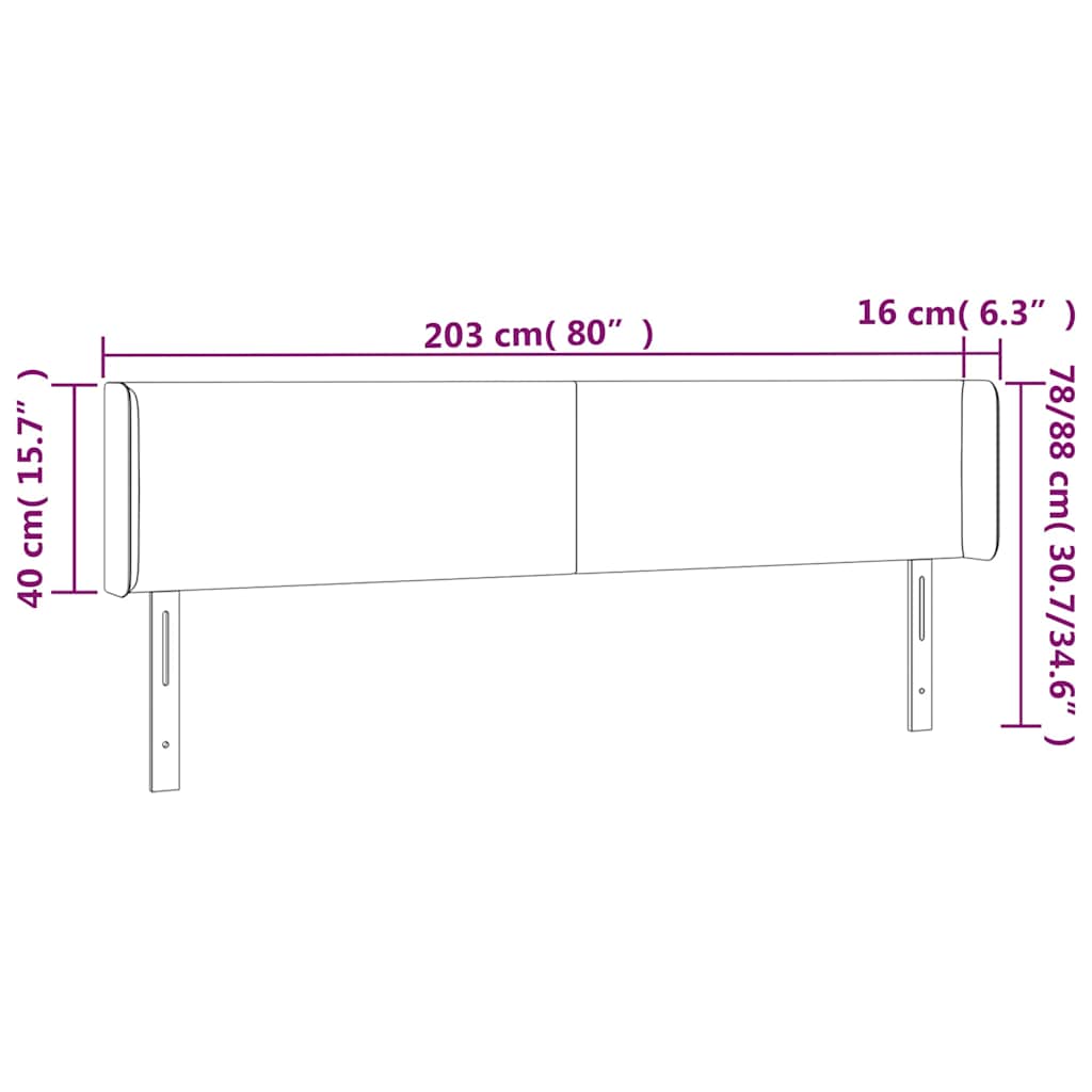 Testiera a LED Blu Scuro 203x16x78/88 cm in Velluto | homemem39