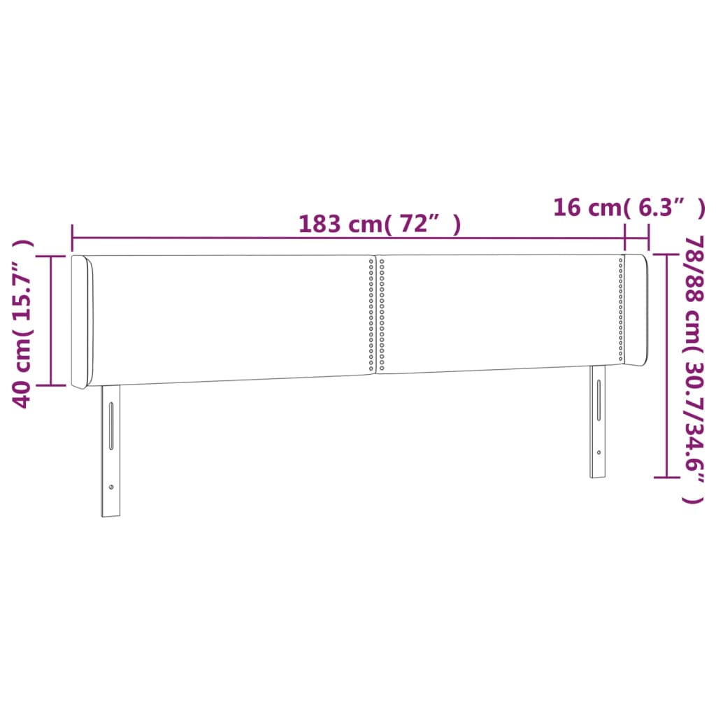 Testiera a LED Nera 183x16x78/88 cm in Tessuto | homemem39