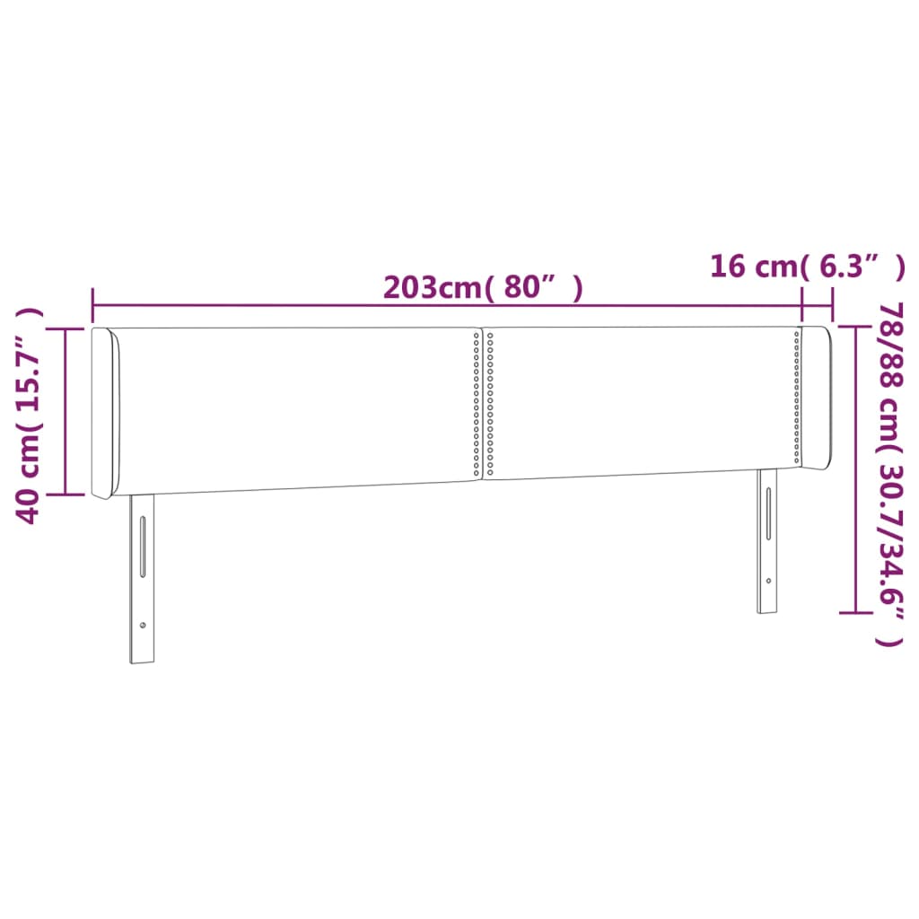 Testiera a LED Blu 203x16x78/88 cm in Tessuto | homemem39
