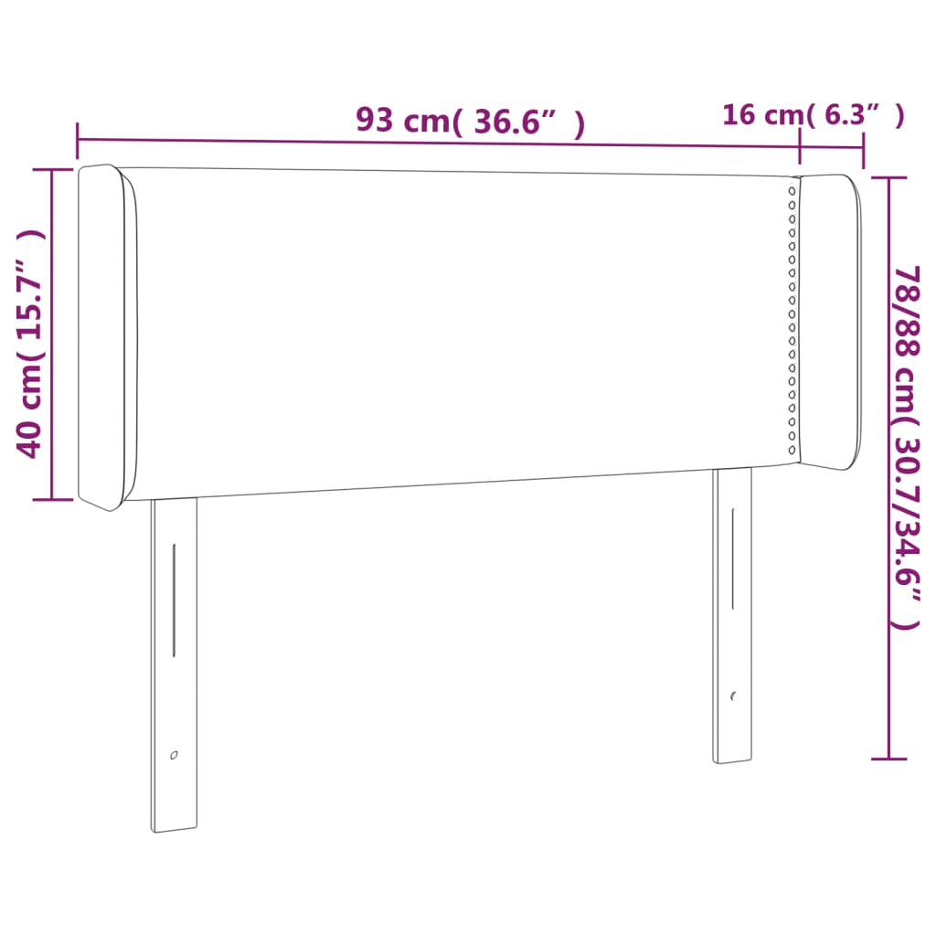 Testiera a LED Nera 93x16x78/88 cm in Velluto | homemem39