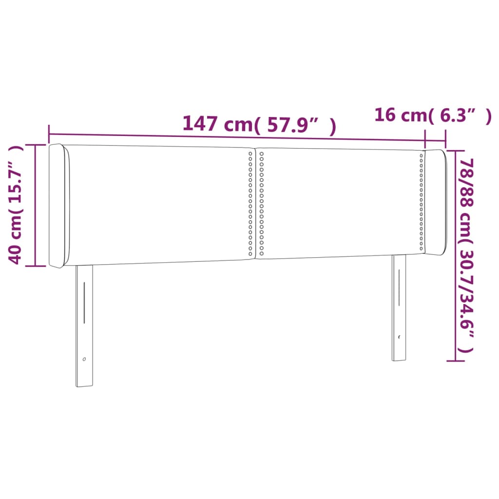 Testiera a LED Nera 147x16x78/88 cm in Velluto | homemem39