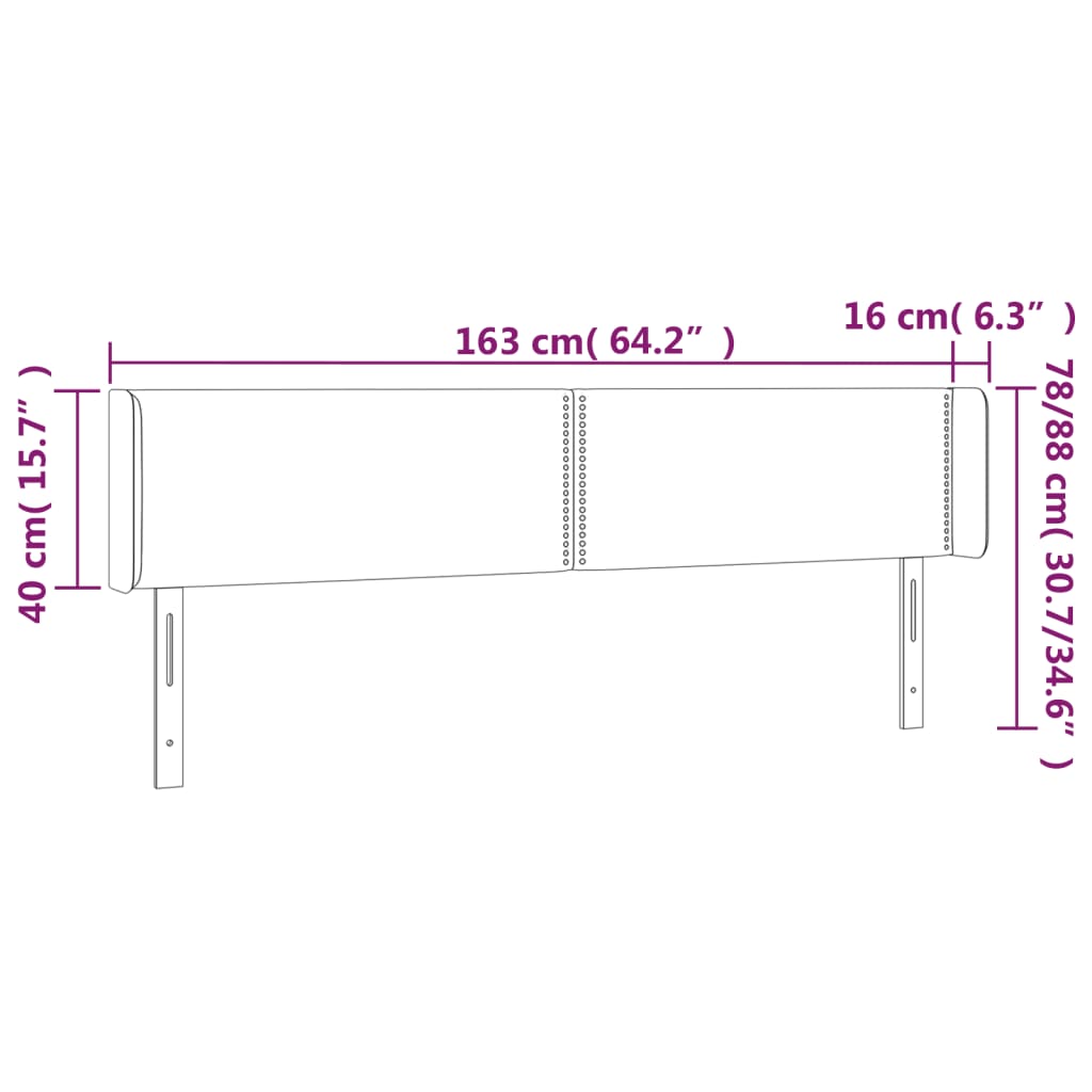 Testiera a LED Nera 163x16x78/88 cm in Velluto | homemem39