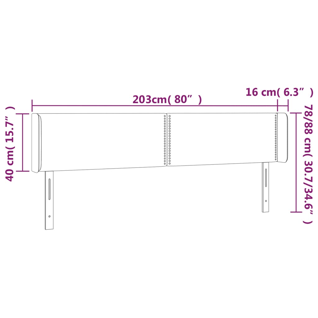 Testiera a LED Grigio Chiaro 203x16x78/88 cm in Velluto | homemem39