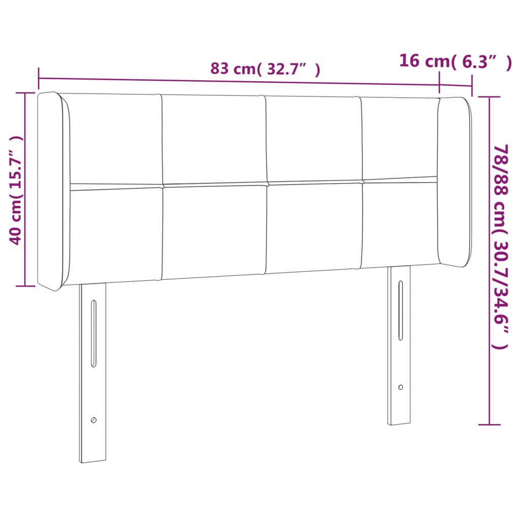 Testiera a LED Nera 83x16x78/88 cm in Tessuto | homemem39