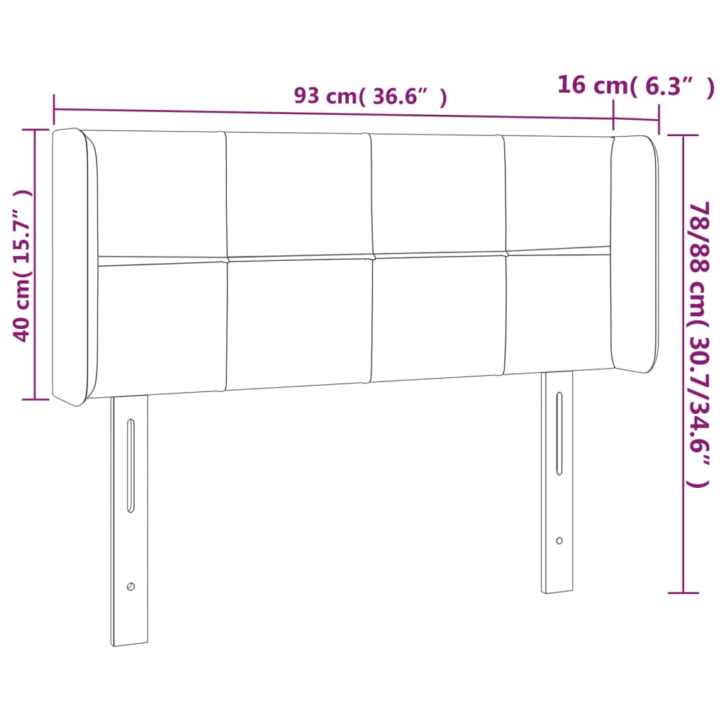 Testiera a LED Blu 93x16x78/88 cm in Tessuto | homemem39