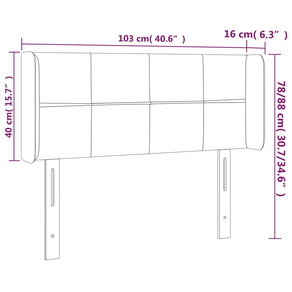 Testiera a LED Nera 103x16x78/88 cm in Tessuto | homemem39