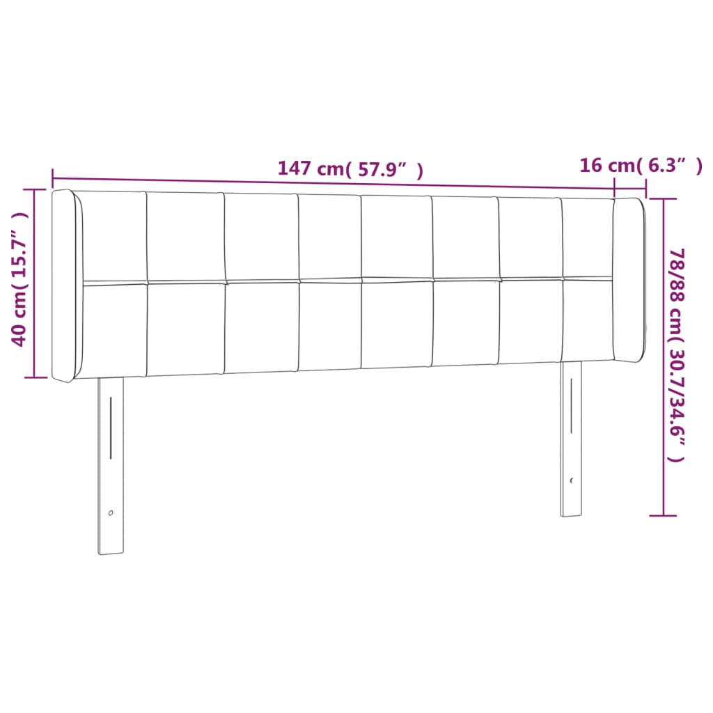Testiera a LED Nera 147x16x78/88 cm in Velluto | homemem39
