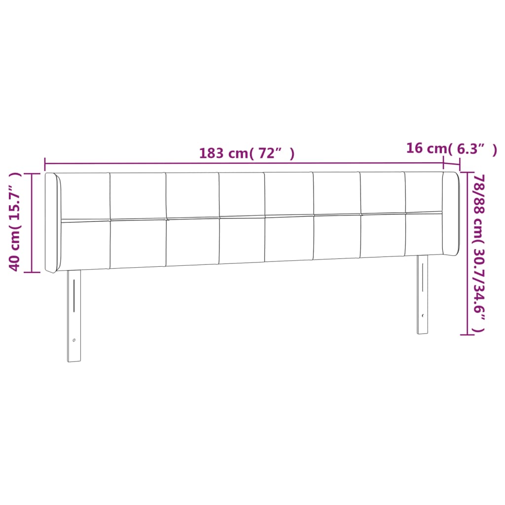 Testiera a LED Nera 183x16x78/88 cm in Velluto | homemem39