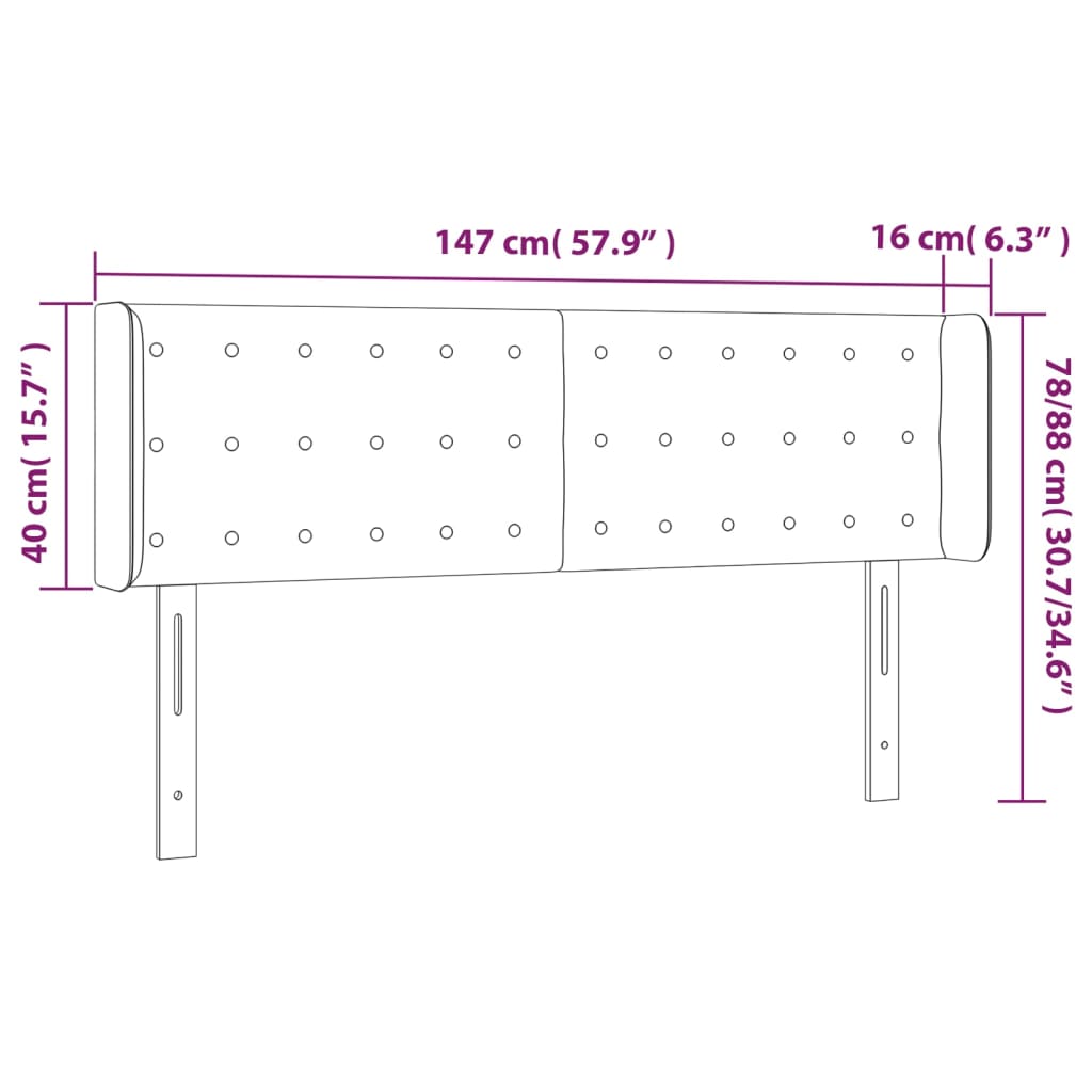 Testiera Cappuccino a LED 147x16x78/88 cm in Similpelle | homemem39