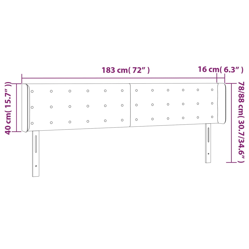 Testiera a LED Bianca 183x16x78/88 cm in Similpelle | homemem39
