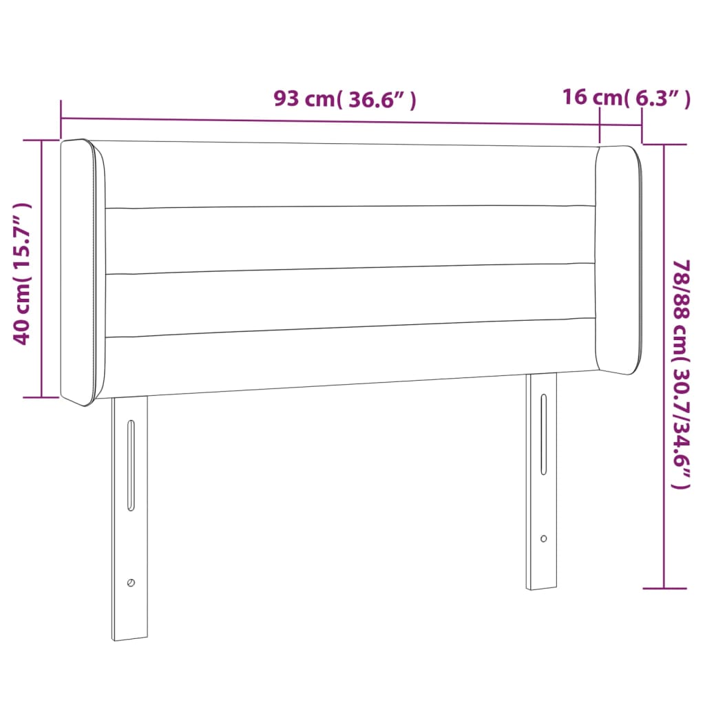 Testiera a LED Marrone Scuro 93x16x78/88 cm in Tessuto | homemem39