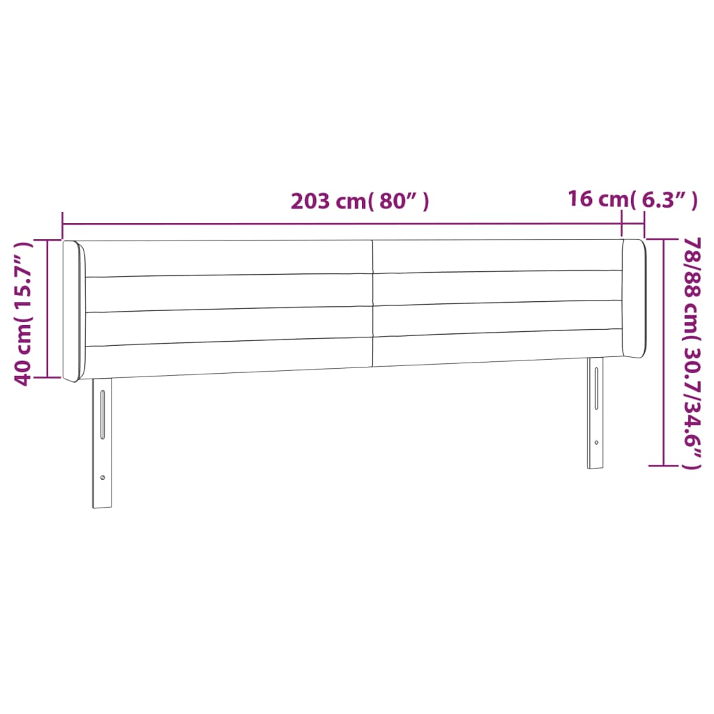 Testiera a LED Rosa 203x16x78/88 cm in Velluto | homemem39