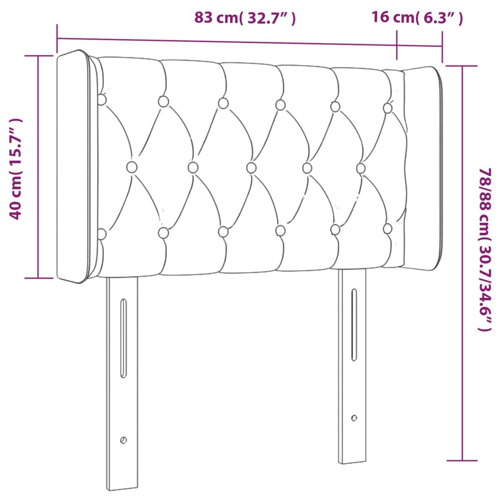 Testiera a LED Marrone Scuro 83x16x78/88 cm in Tessuto | homemem39