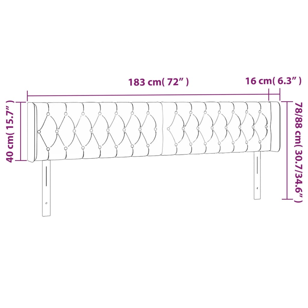 Testiera a LED Marrone Scuro 183x16x78/88 cm in Tessuto | homemem39