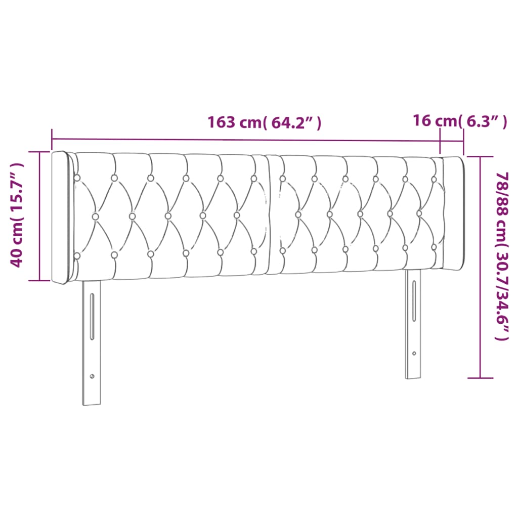 Testiera a LED Rosa 163x16x78/88 cm in Velluto | homemem39