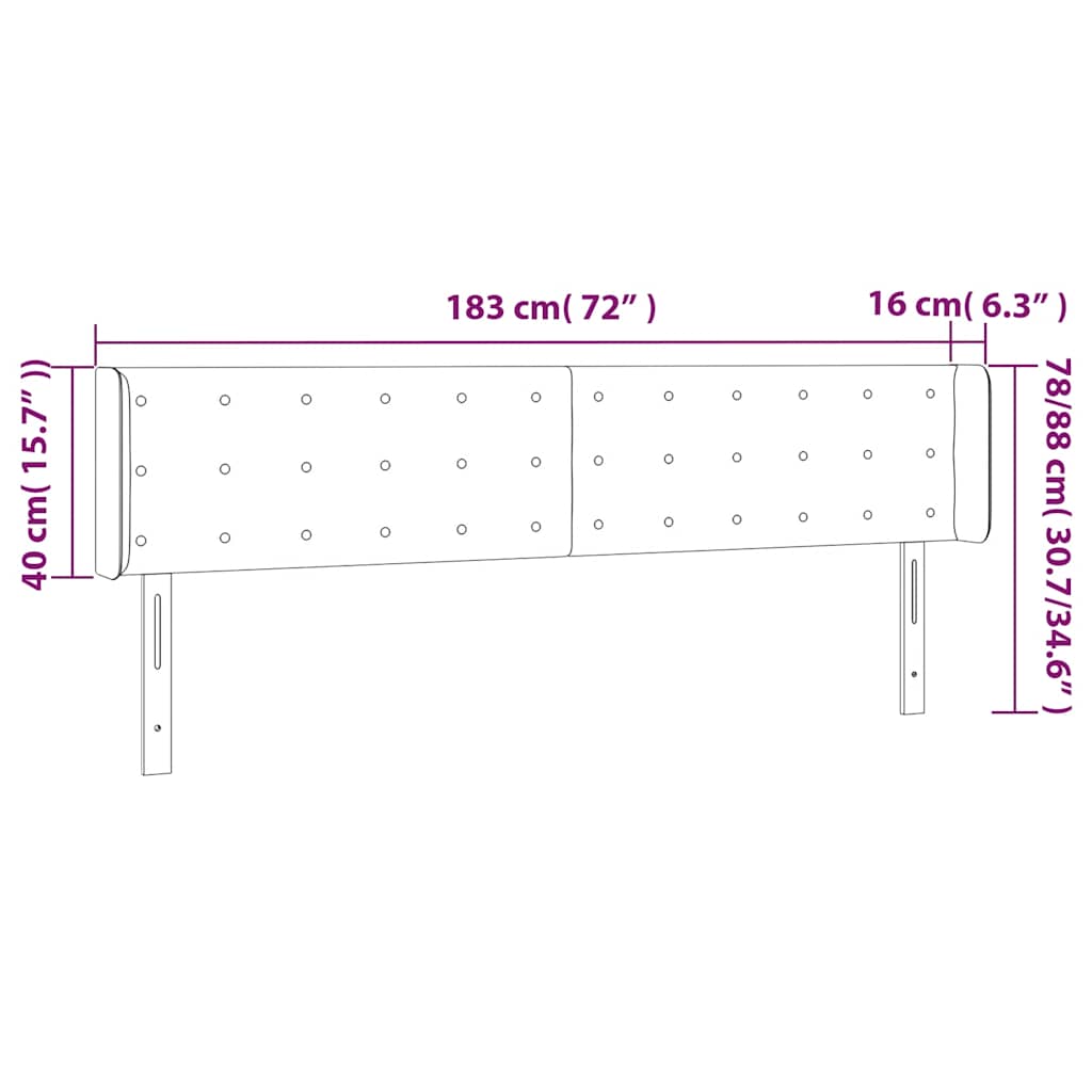 Testiera a LED Blu Scuro 183x16x78/88 cm in Velluto | homemem39