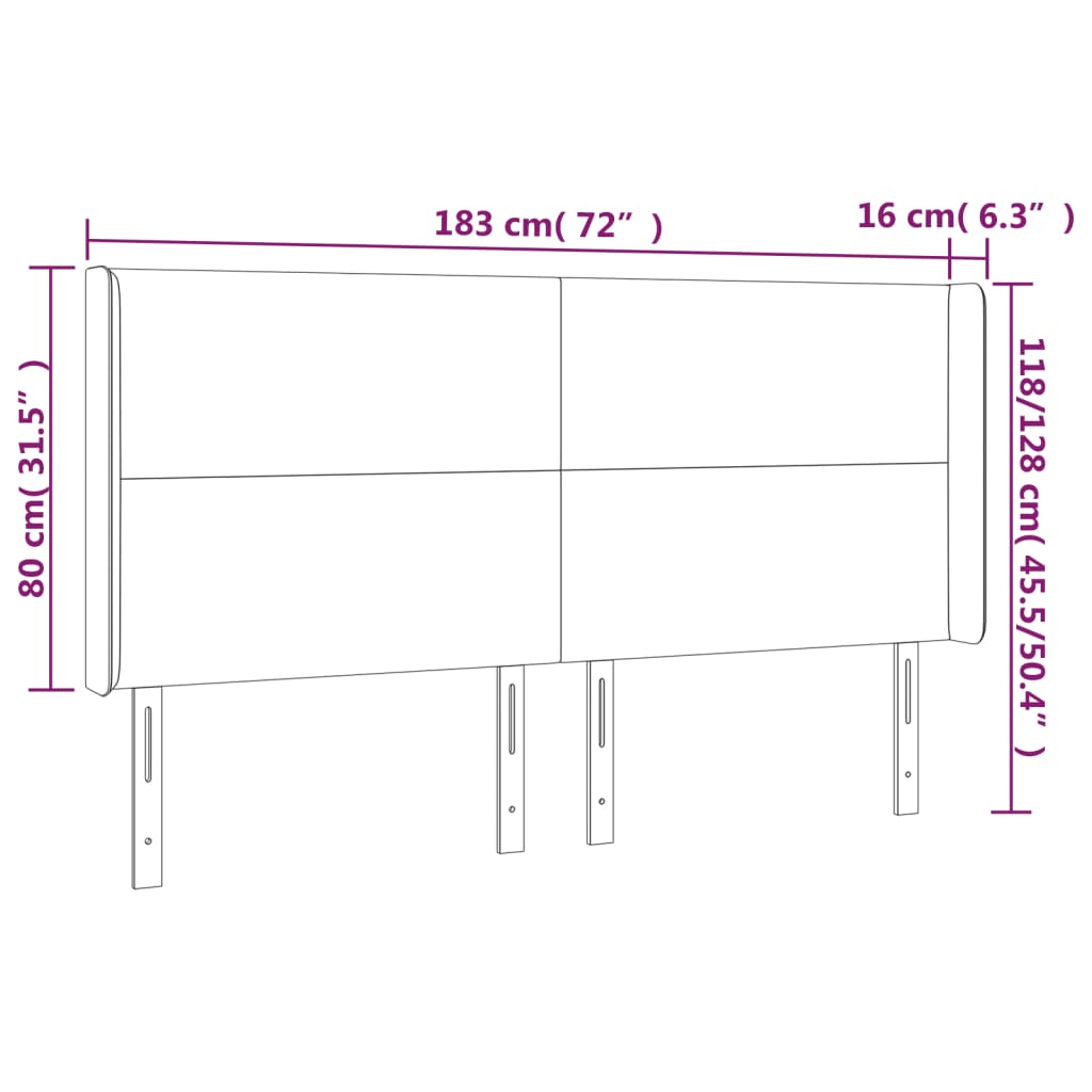 Testiera a LED GrigioScuro 183x16x118/128cm inTessuto | homemem39