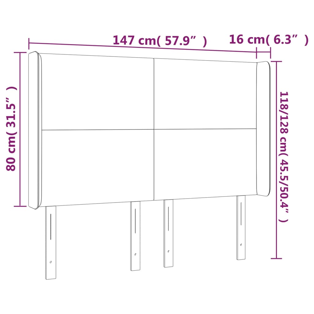 Testiera a LED Crema 147x16x118/128 cm in Similpelle | homemem39
