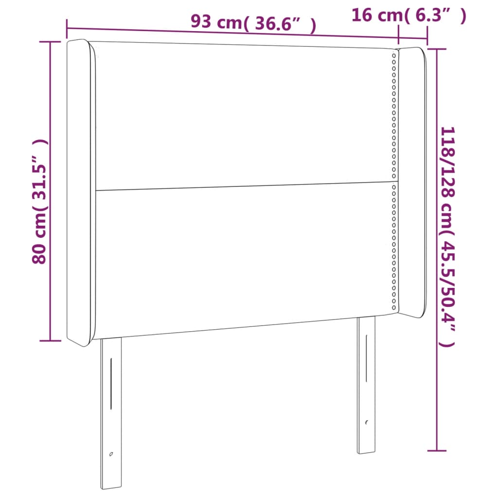 Testiera a LED tortora 93x16x118/128 cm in Tessuto | homemem39
