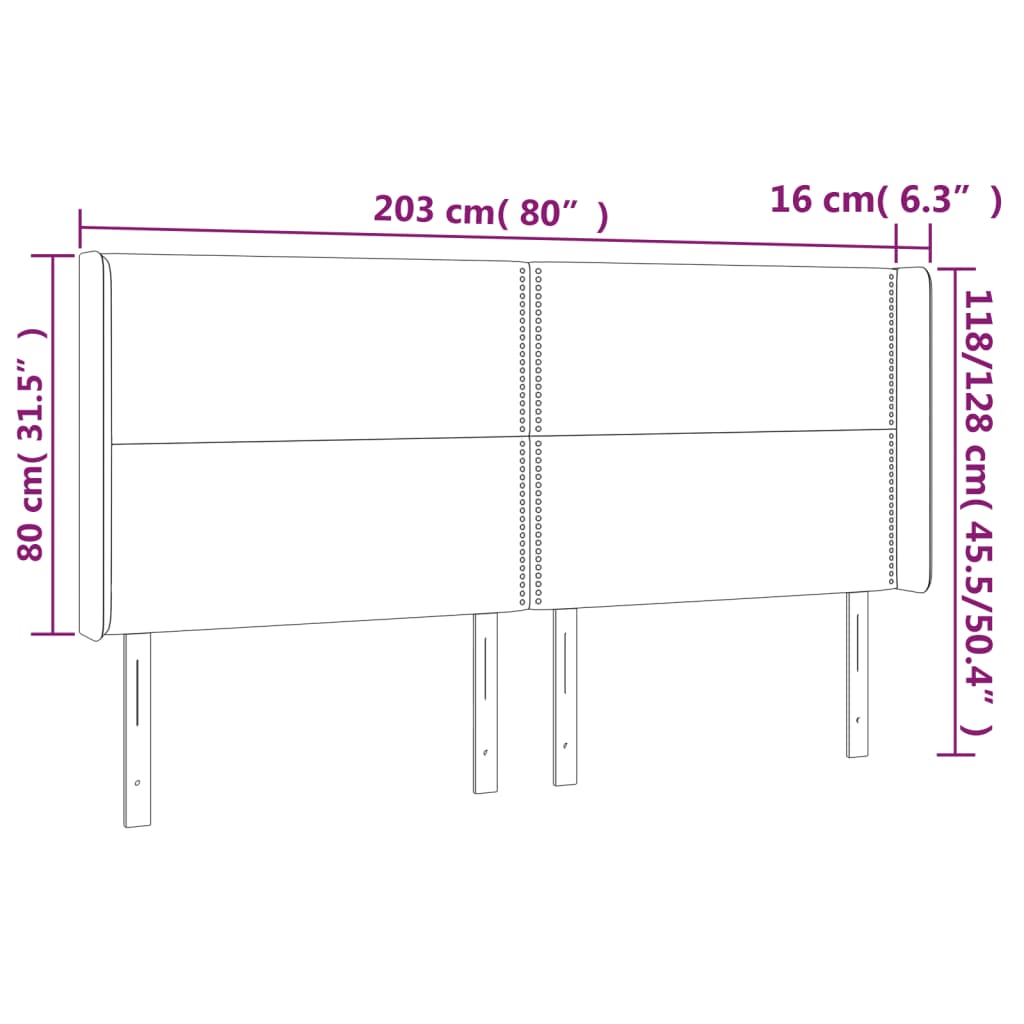 Testiera a LED rosa 203x16x118/128 cm in Velluto | homemem39