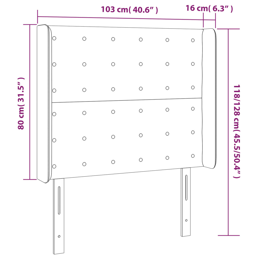 Testiera a LED Nera 103x16x118/128 cm in Similpelle | homemem39
