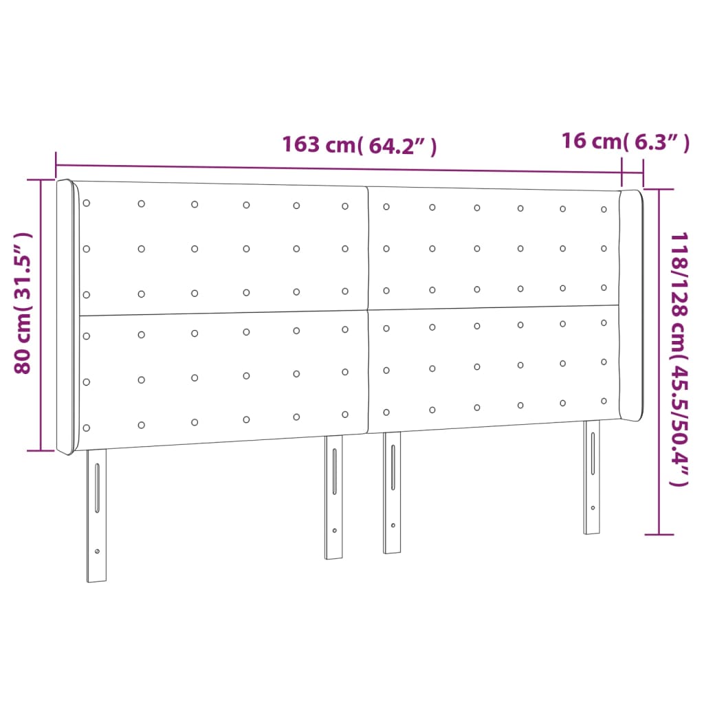 Testiera a LED Crema 163x16x118/128 cm in Similpelle | homemem39