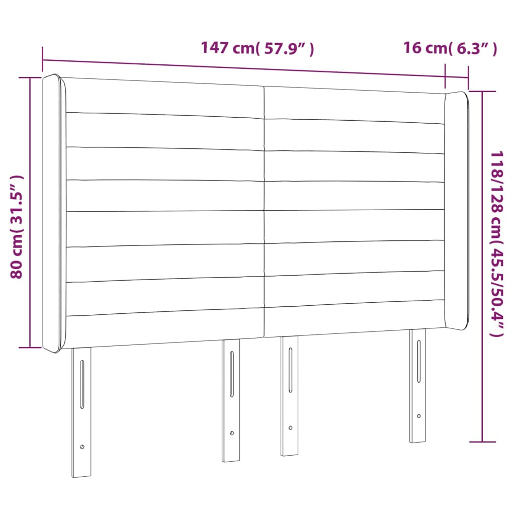 Testiera a LED MarroneScuro147x16x118/128cm inTessuto | homemem39