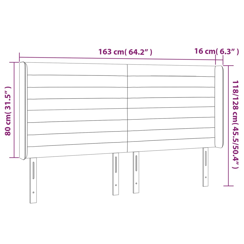 Testiera a LED GrigioScuro 163x16x118/128cm inTessuto | homemem39