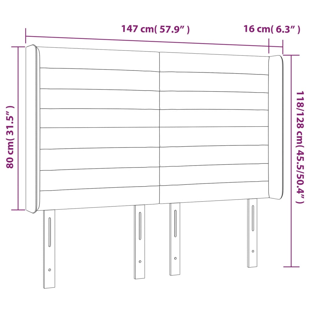 Testiera a LED rosa 147x16x118/128 cm in Velluto | homemem39