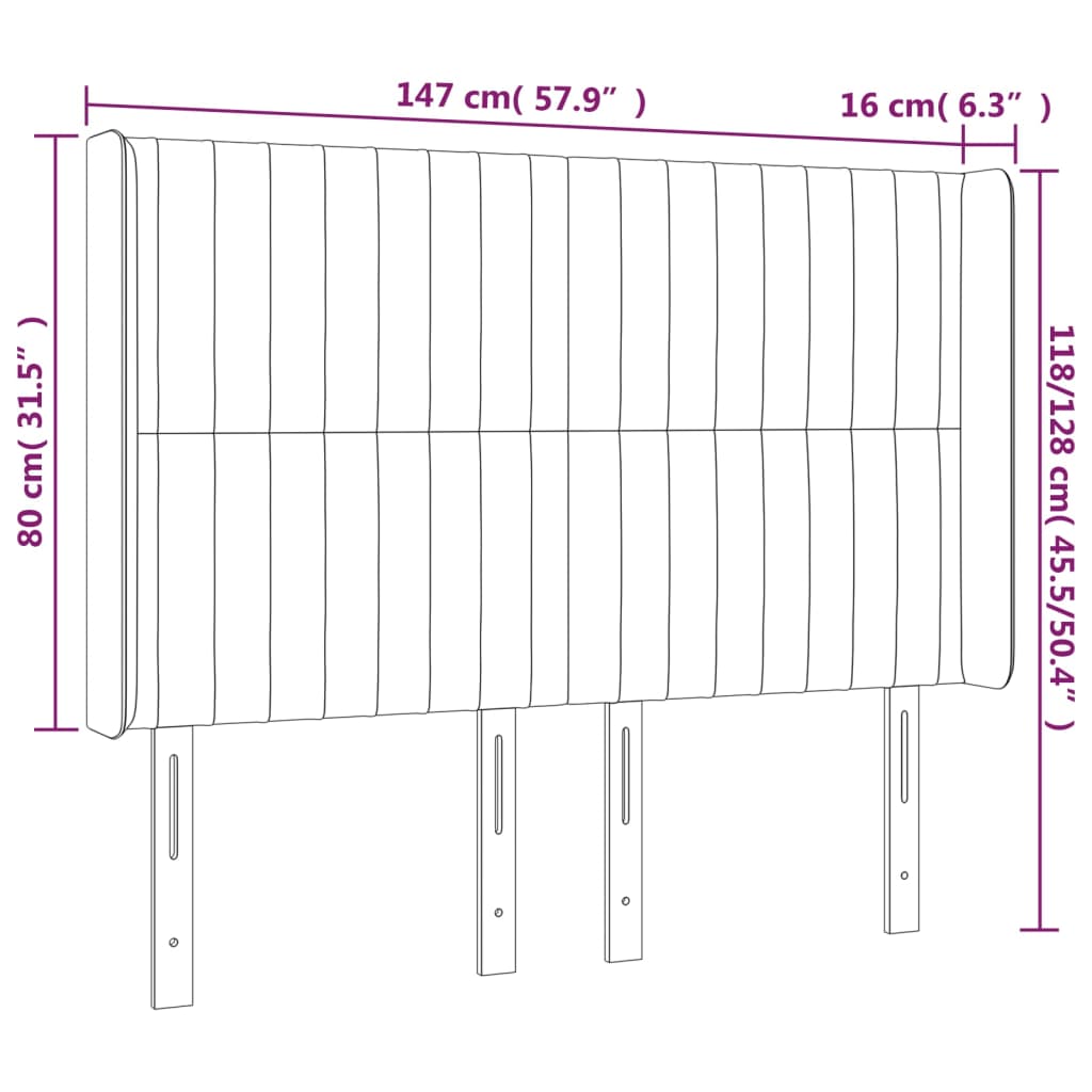 Testiera a LED MarroneScuro147x16x118/128cm inTessuto | homemem39