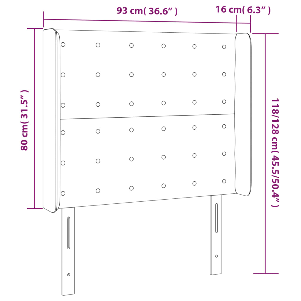 Testiera a LED Grigio Scuro 93x16x118/128 cm in Velluto | homemem39