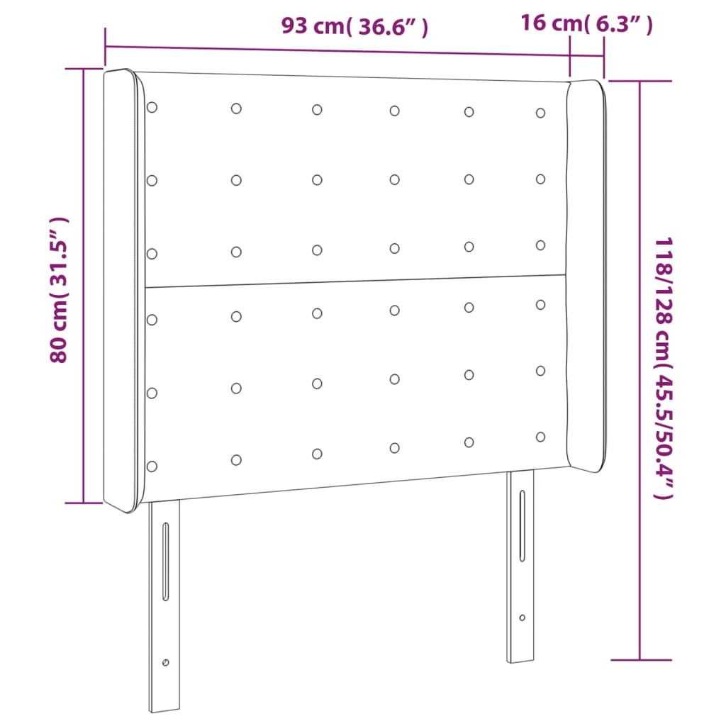Testiera a LED Nera 93x16x118/128 cm in Velluto | homemem39