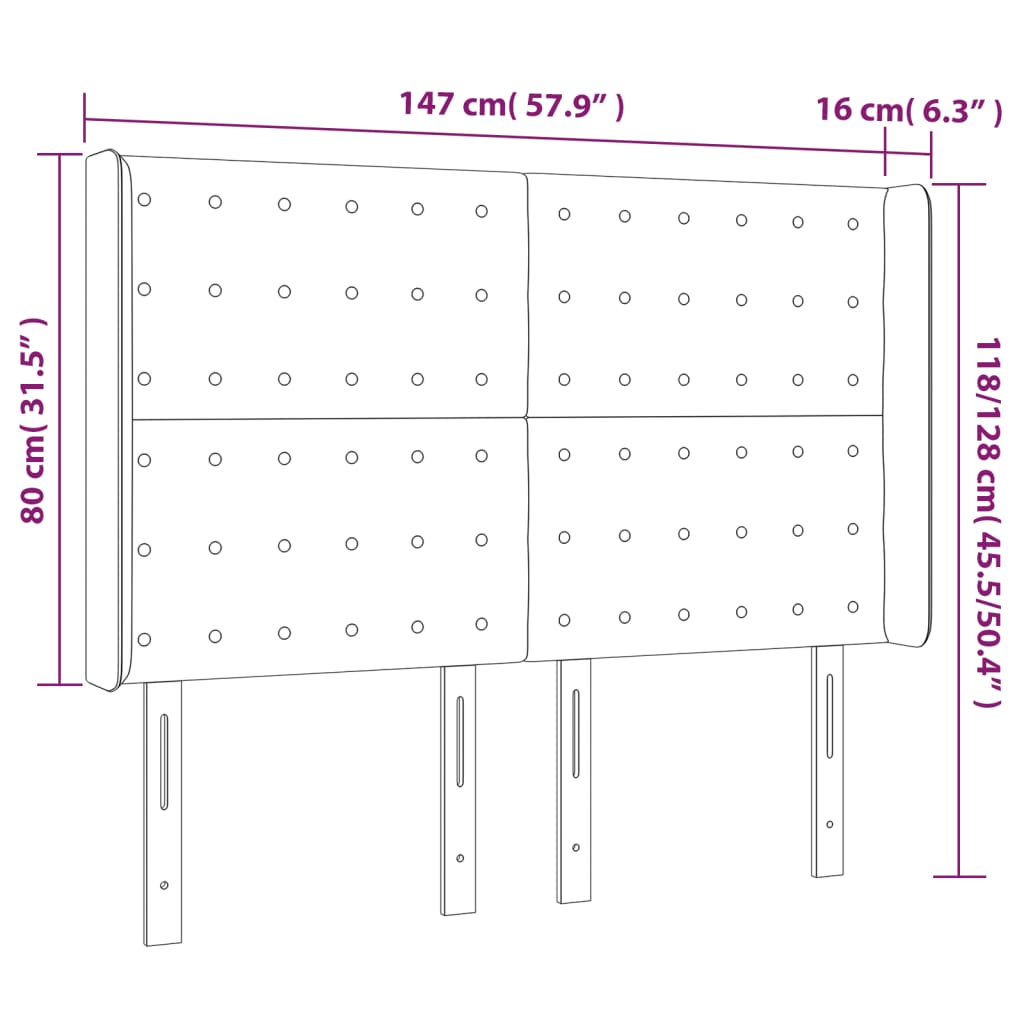 Testiera a LED Grigio Scuro 147x16x118/128cm in Velluto | homemem39