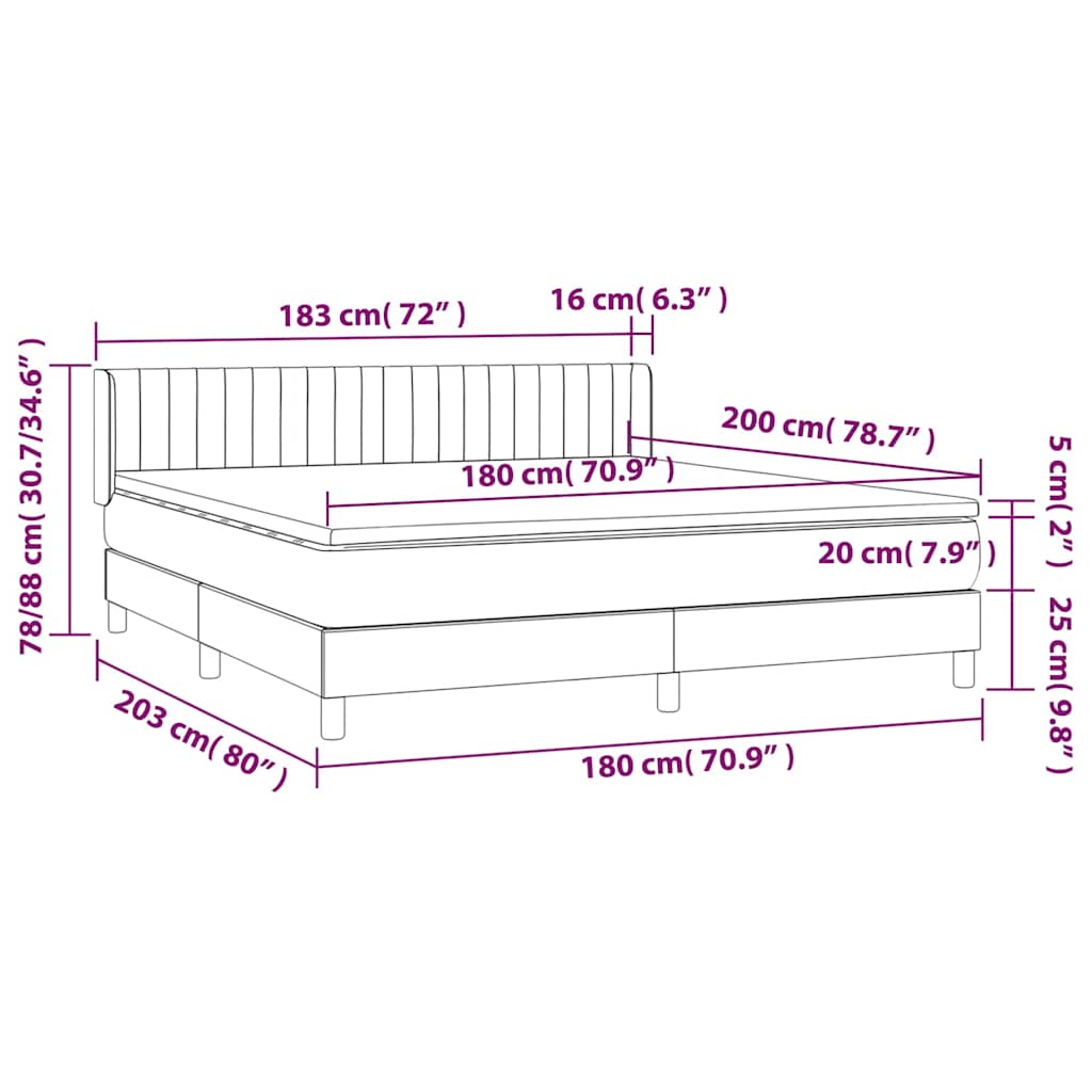 Giroletto a Molle con Materasso Crema 180x200 cm in Tessuto | homemem39