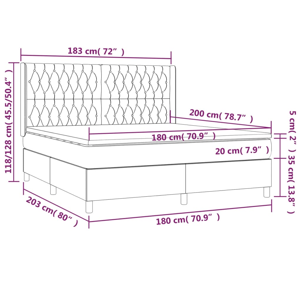 Giroletto a Molle con Materasso Grigio Chiaro180x200 cm Tessuto | homemem39