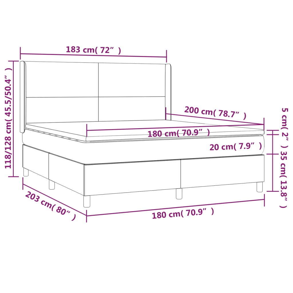 Giroletto a Molle con Materasso Marrone Scuro 180x200cm Tessuto | homemem39