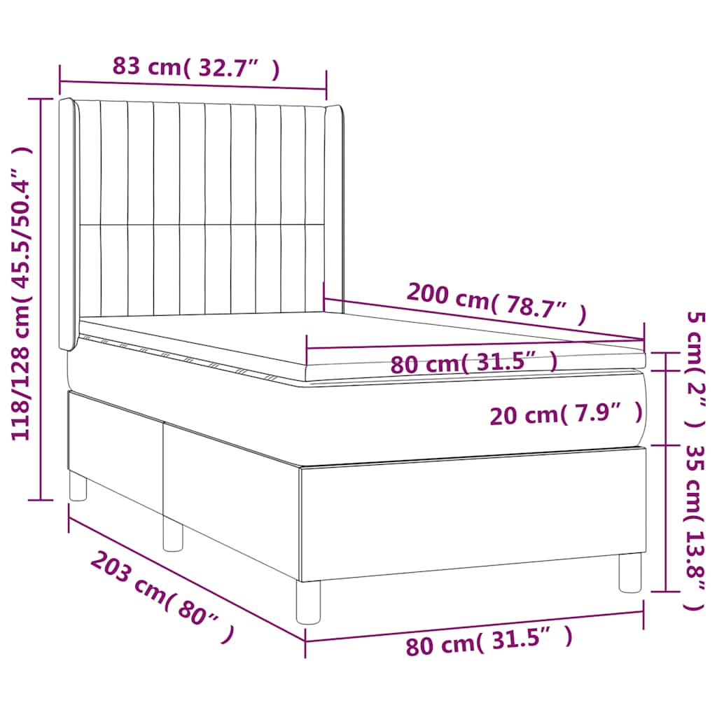 Giroletto a Molle con Materasso Verde Scuro 80x200 cm Velluto | homemem39